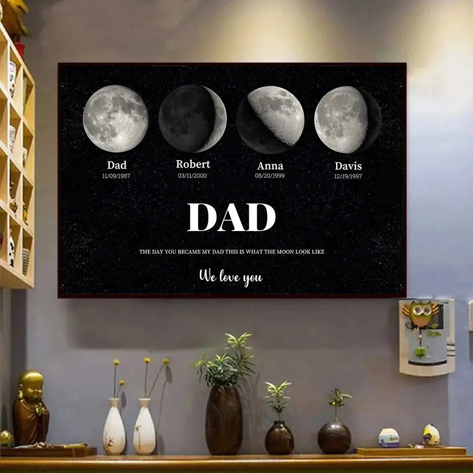 The Day You Became My Dad – Custom Moon Phase Poster, Personalized Father’s Day Gift to Celebrate a Special Moment Ducon Space