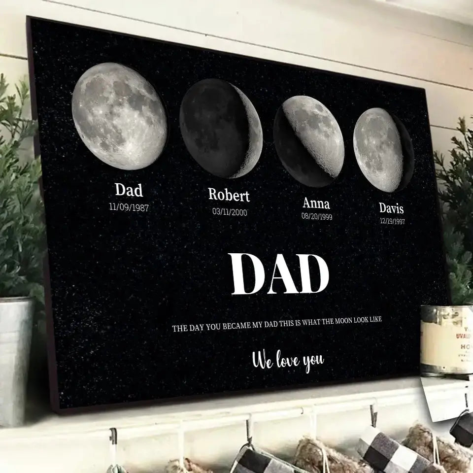 The Day You Became My Dad – Custom Moon Phase Poster, Personalized Father’s Day Gift to Celebrate a Special Moment Ducon Space