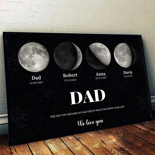 The Day You Became My Dad – Custom Moon Phase Poster, Personalized Father’s Day Gift to Celebrate a Special Moment