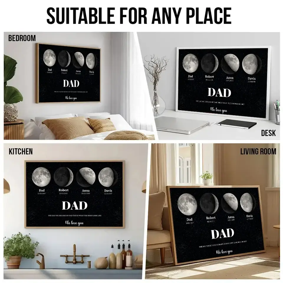 The Day You Became My Dad – Custom Moon Phase Poster, Personalized Father’s Day Gift to Celebrate a Special Moment Ducon Space