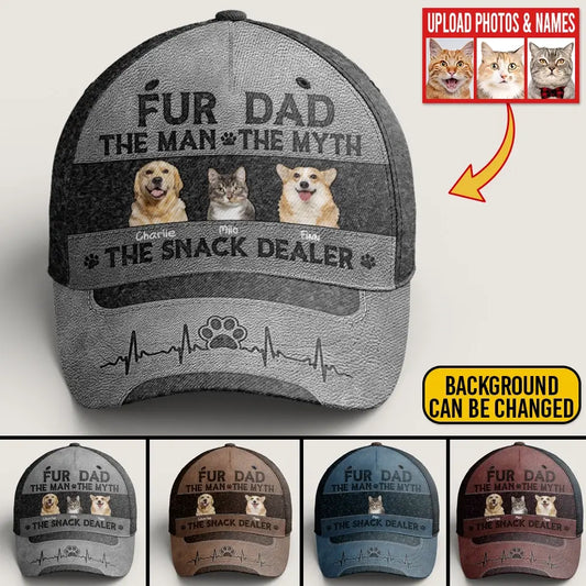 The Man The Myth The Snack Dealer – Personalized Custom Photo Dog & Cat Dad Hat, Fun Gift for Pet Lovers