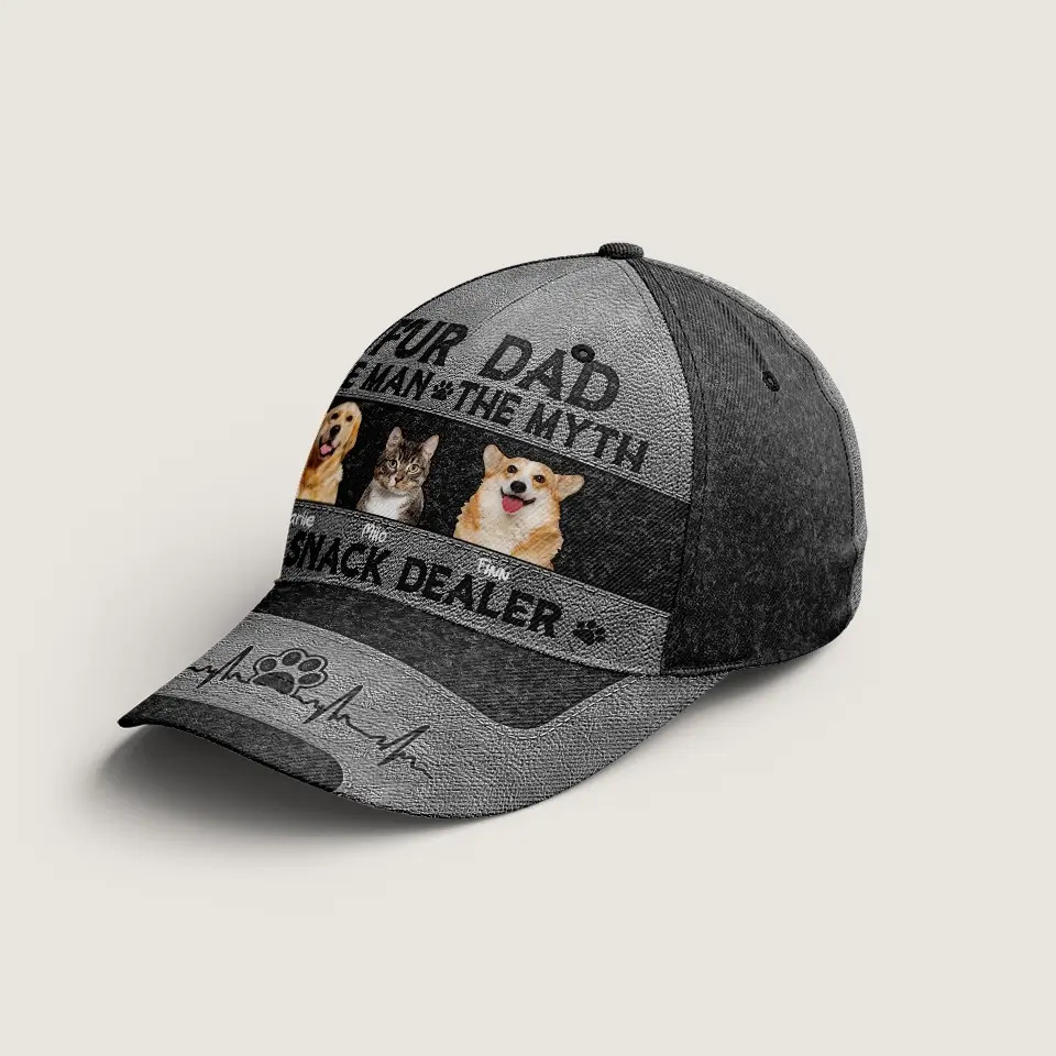 The Man The Myth The Snack Dealer – Personalized Custom Photo Dog & Cat Dad Hat, Fun Gift for Pet Lovers