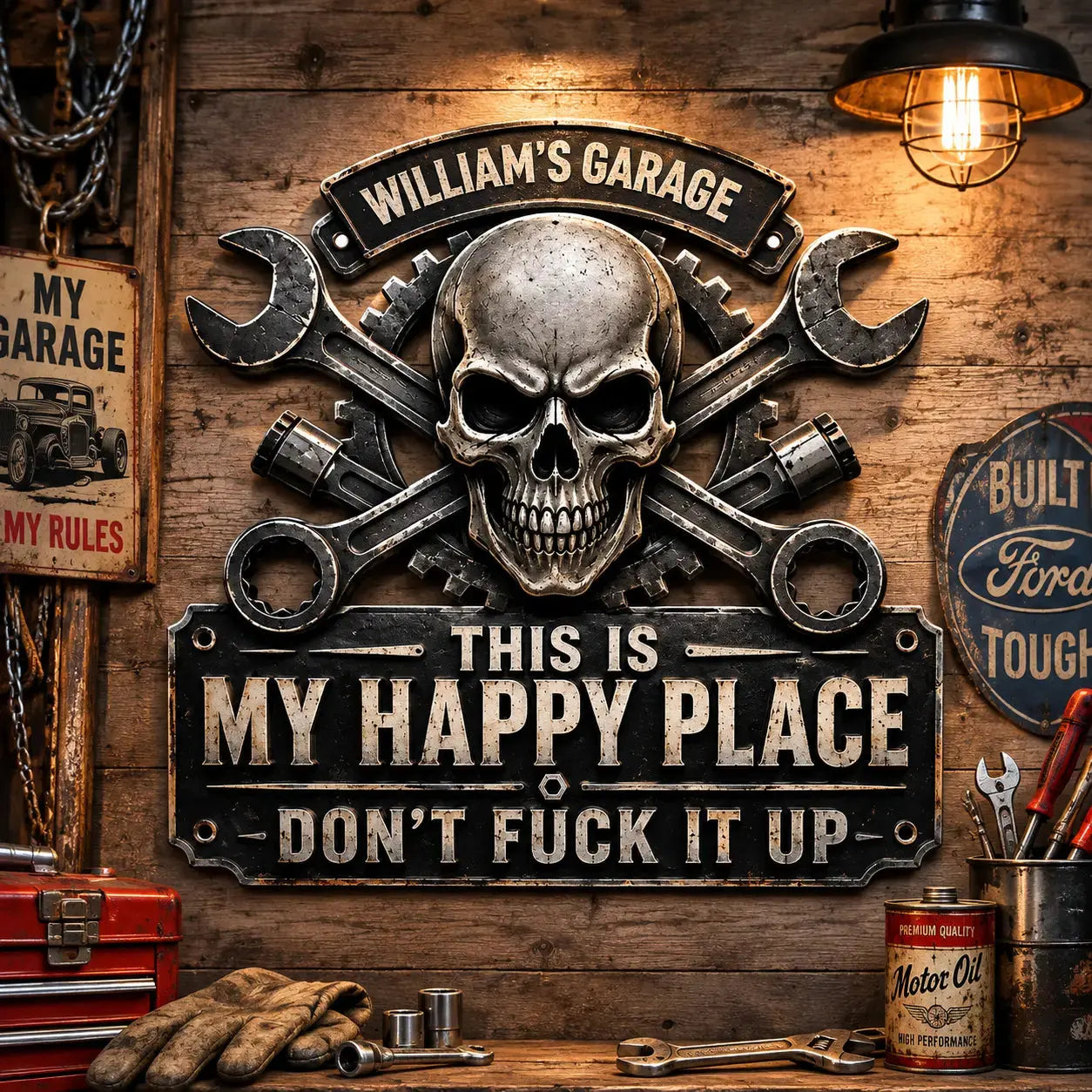 This Is My Happy Place Funny Garage Custom Metal Sign Printbelle