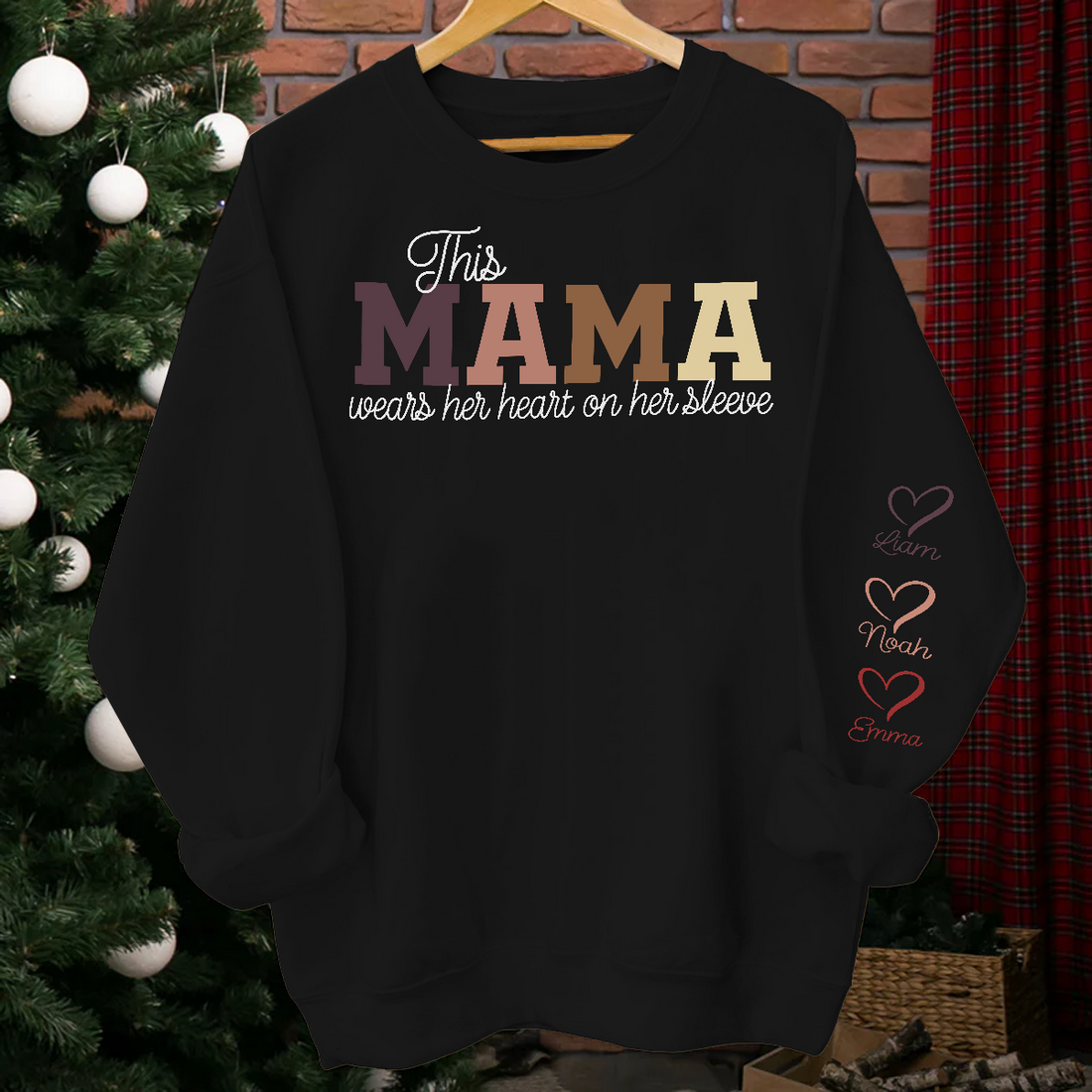 This Mama Wears Her Heart on Her Sleeve - Personalized Mother’s Day Gift for Loving Moms