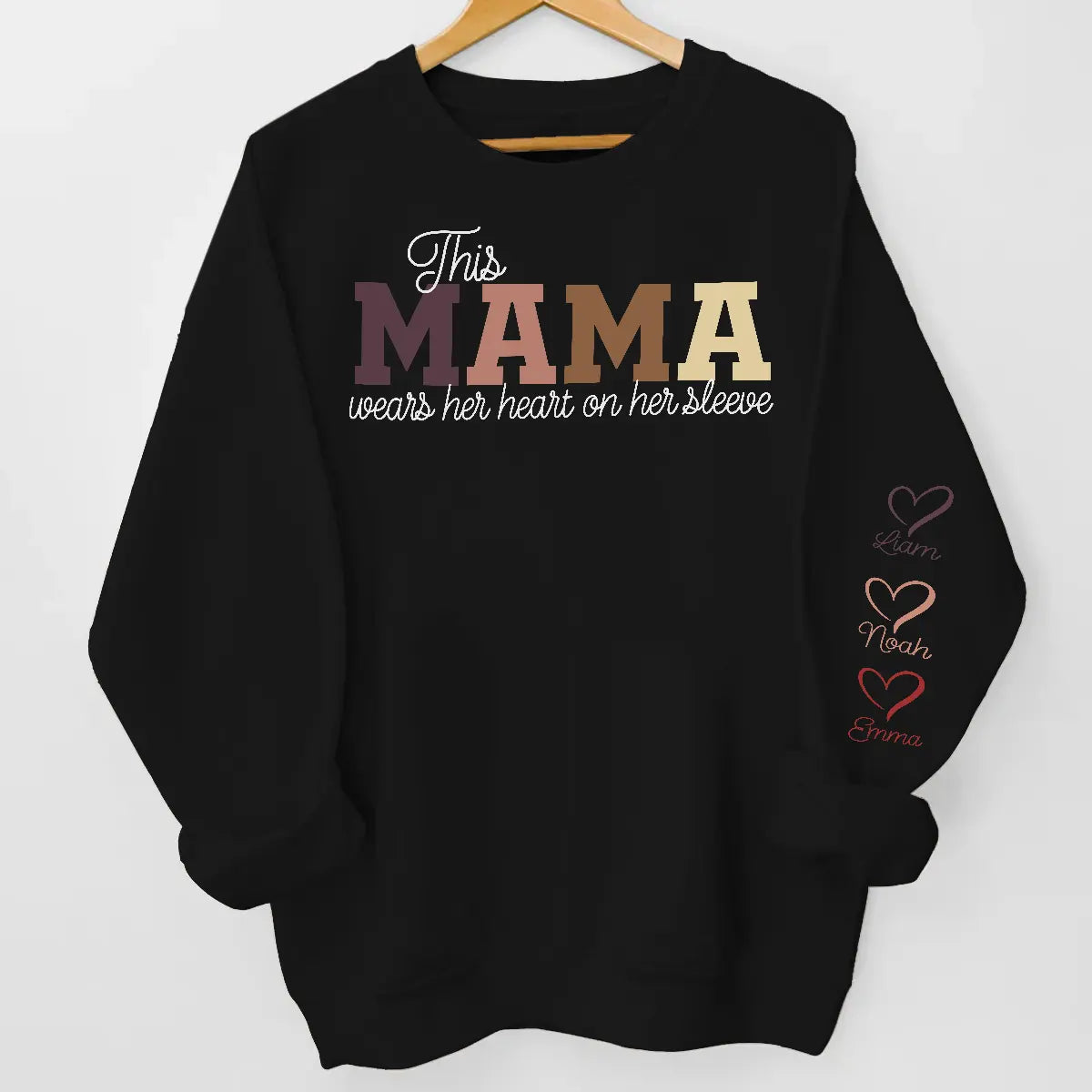 This Mama Wears Her Heart on Her Sleeve - Personalized Mother’s Day Gift for Loving Moms Ducon Space