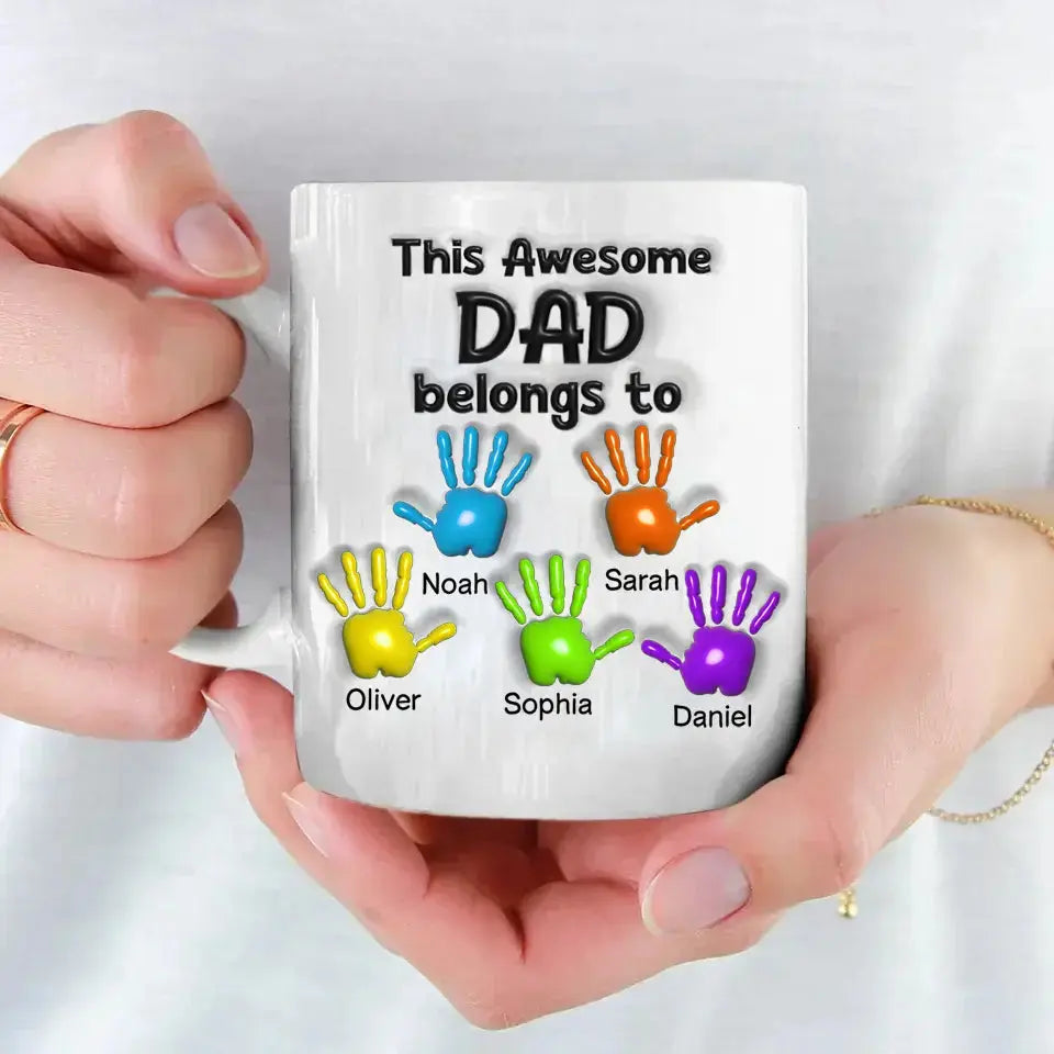 Custom dad mug with kids’ names – this awesome dad belongs to you