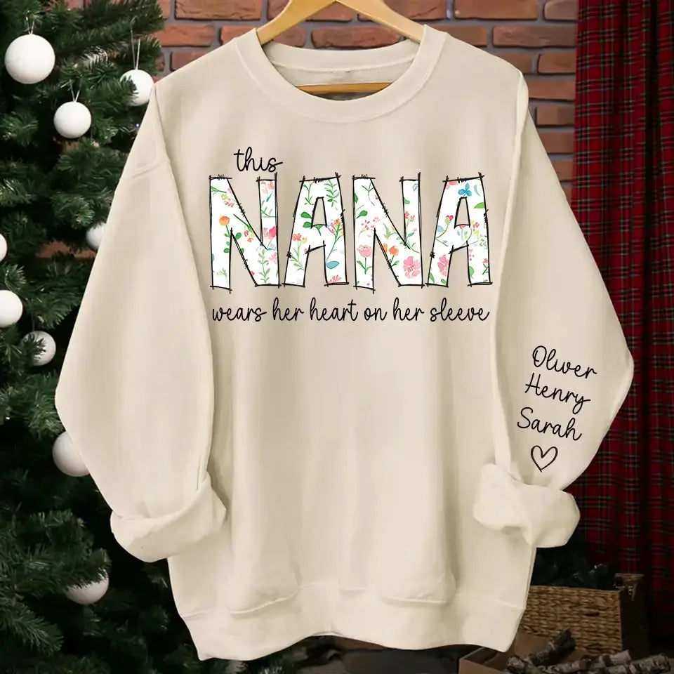 Heart on Her Sleeve Sweatshirt – Gift for Nana