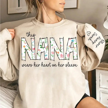 Personalized Nana Sweatshirt with Custom Names on Sleeves