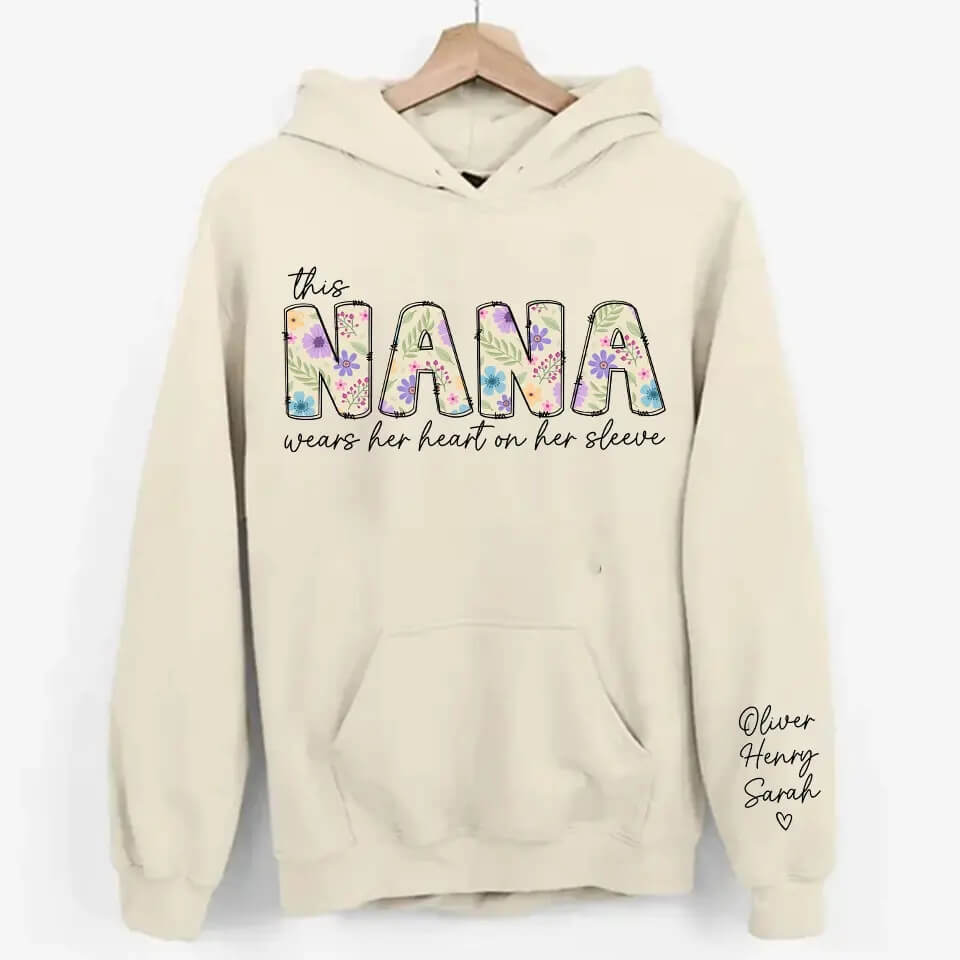 Grandma’s Love Blooms in Every Stitch - Retro Boho Floral Sweatshirt & Hoodie, Personalized Mother’s Day Gift for Nana