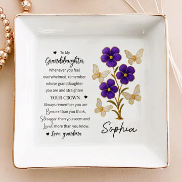 To My Granddaughter - Personalized Jewelry Dish, Gift for Daughter - Duconspace