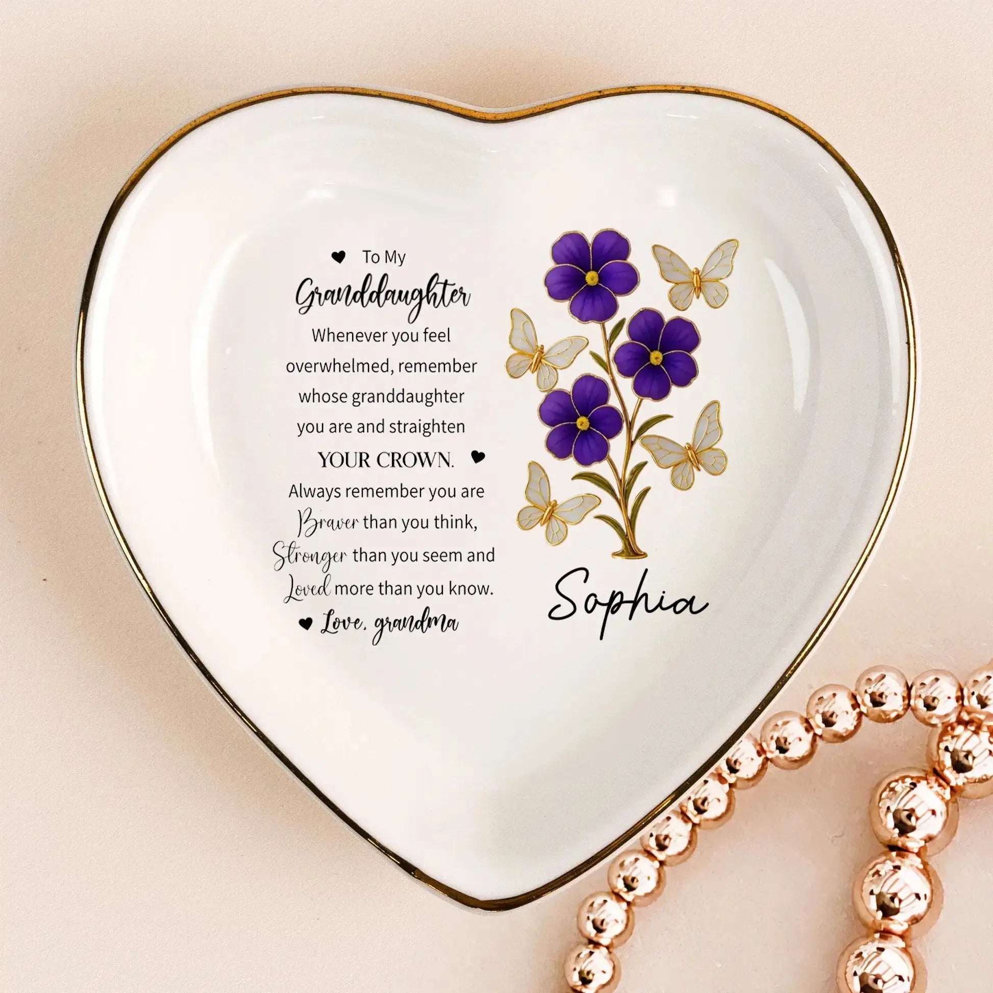To My Granddaughter - Personalized Jewelry Dish, Gift for Daughter - Duconspace