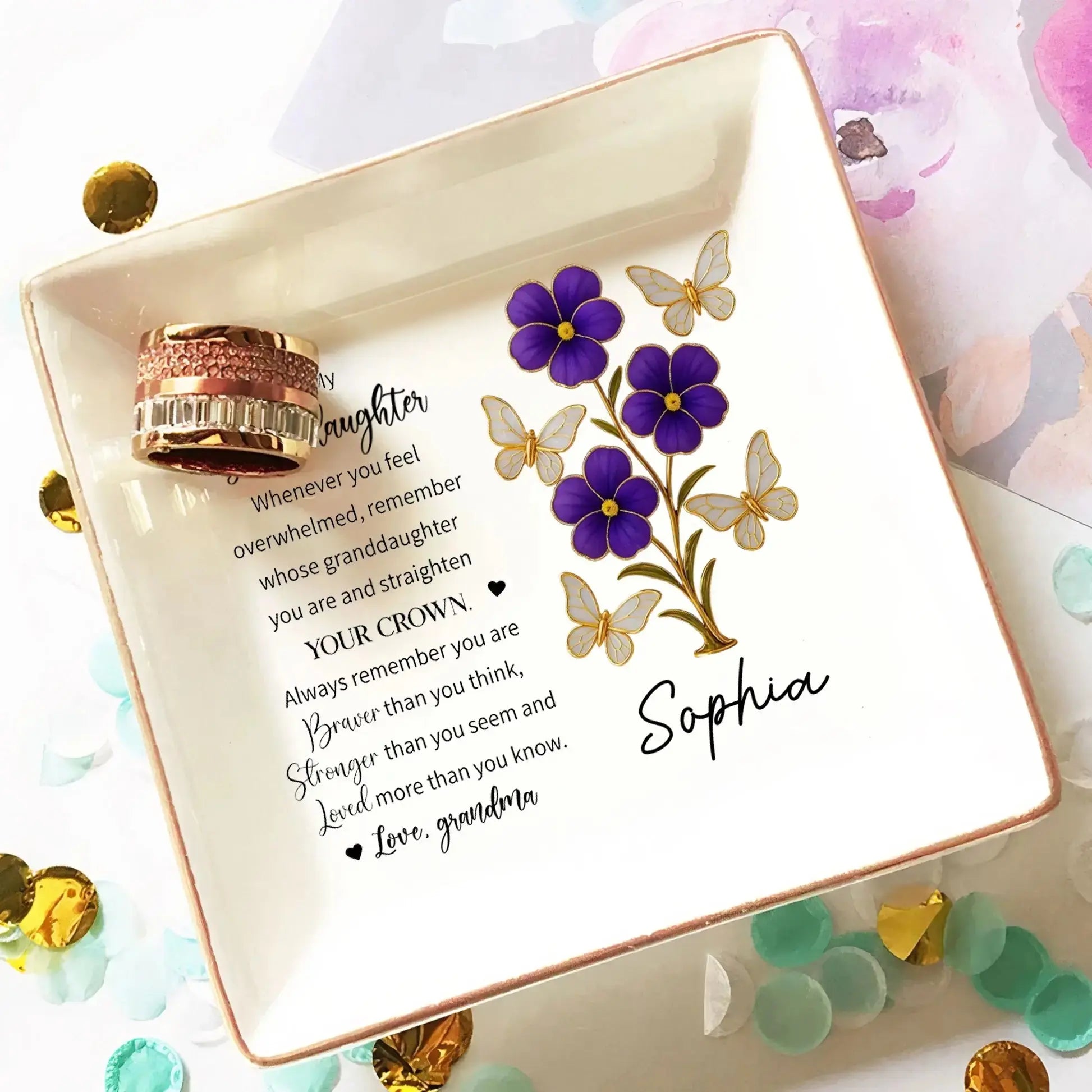 To My Granddaughter - Personalized Jewelry Dish, Gift for Daughter - Duconspace