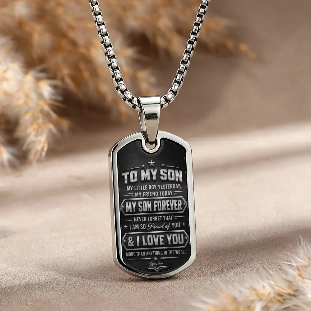 To My Son Fist Bump Personalized Dog Tag Necklace Duconspace