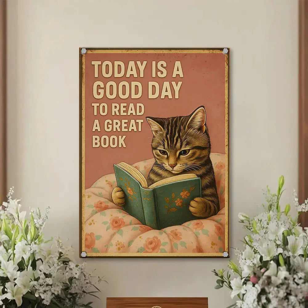 Today Is a Good Day to Read a Great Book – Cat Metal Sign Duconspace