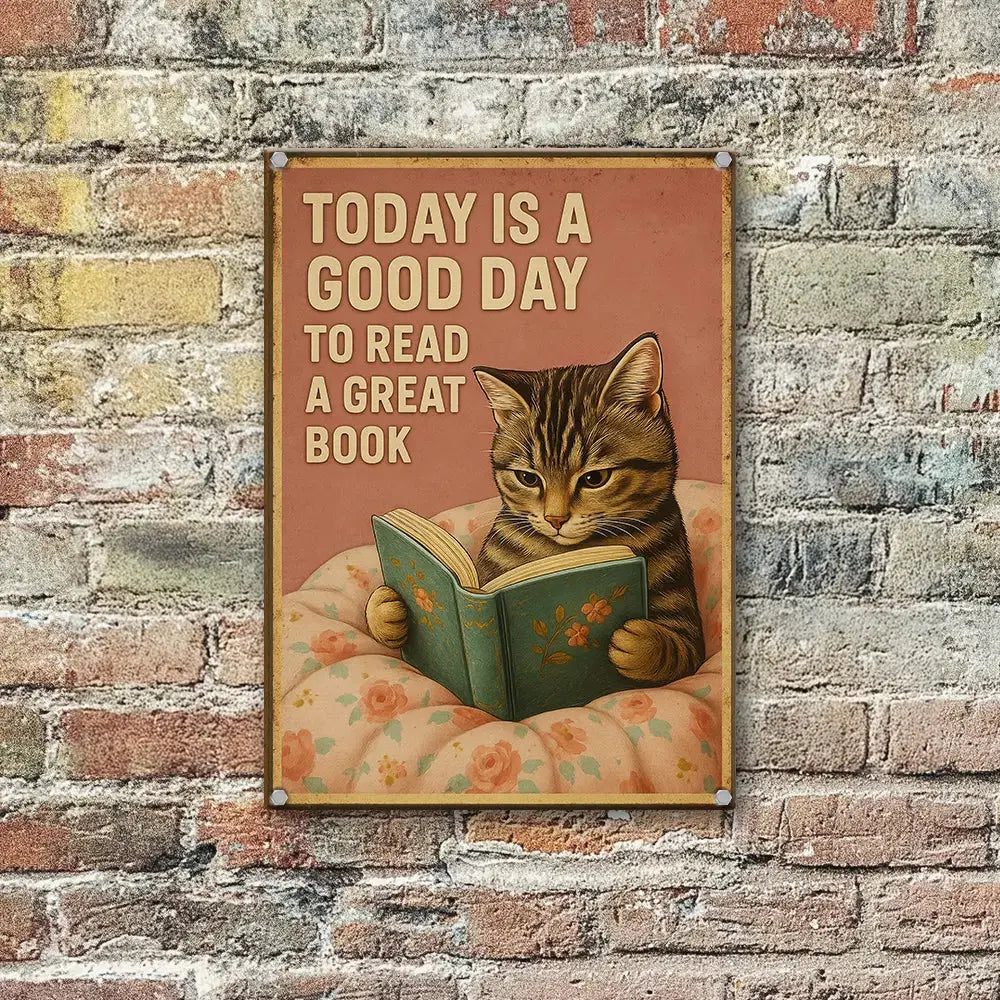 Today Is a Good Day to Read a Great Book – Cat Metal Sign Duconspace