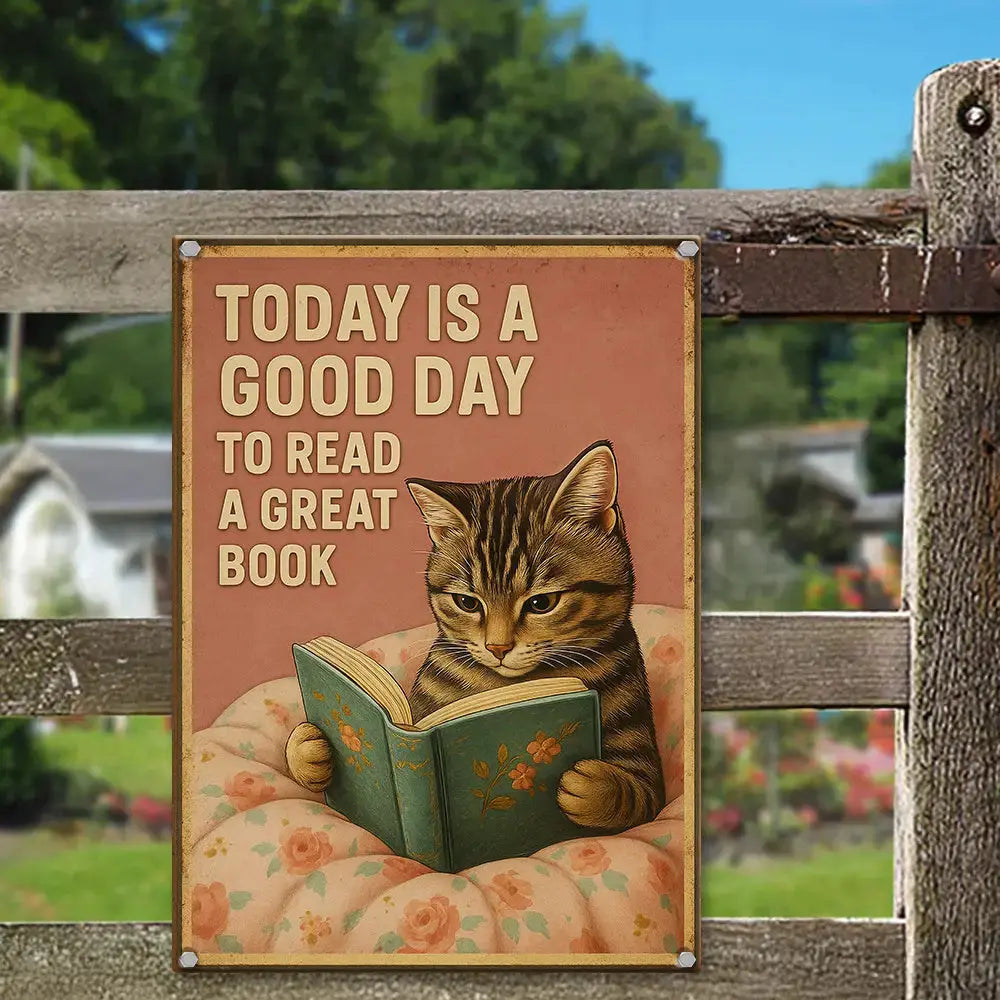 Today Is a Good Day to Read a Great Book – Cat Metal Sign Duconspace