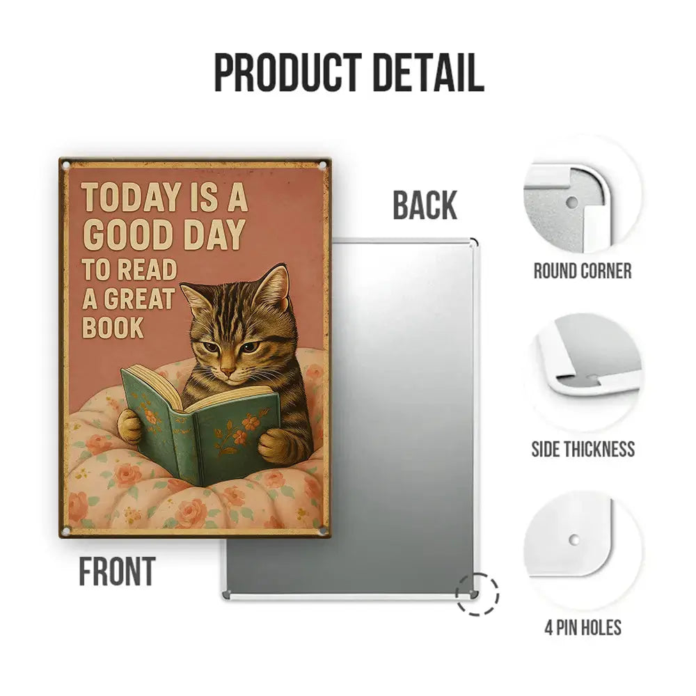 Today Is a Good Day to Read a Great Book – Cat Metal Sign Duconspace
