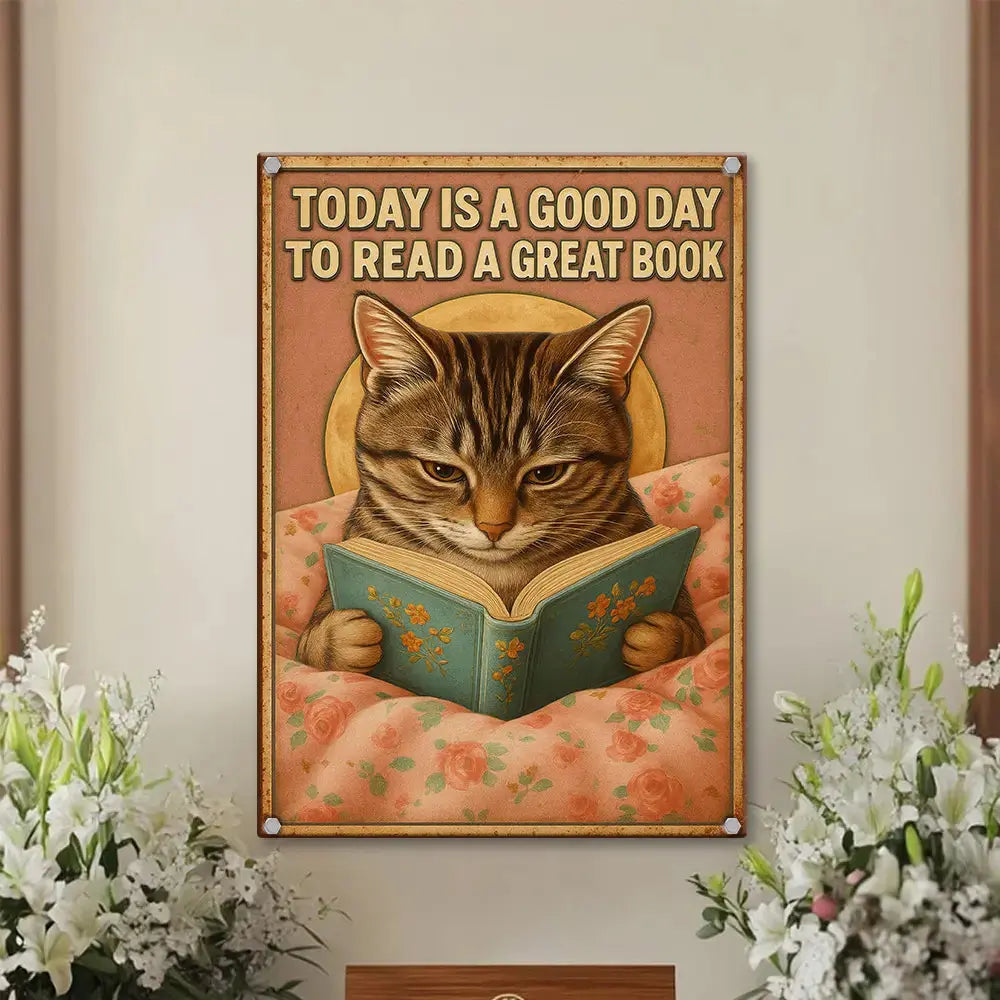 Today Is a Good Day to Read a Great Book – Cat Metal Sign Duconspace