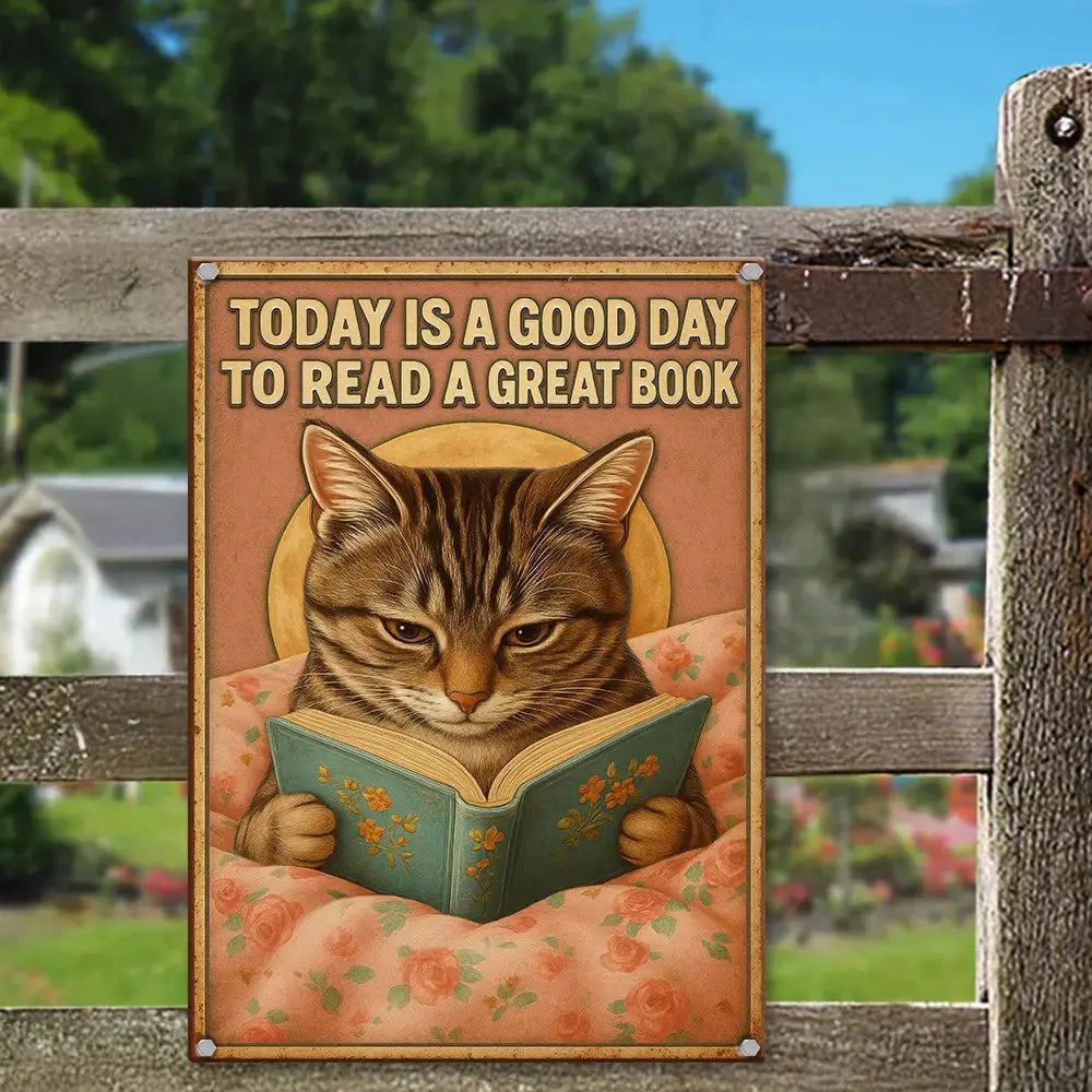 Today Is a Good Day to Read a Great Book – Cat Metal Sign Duconspace