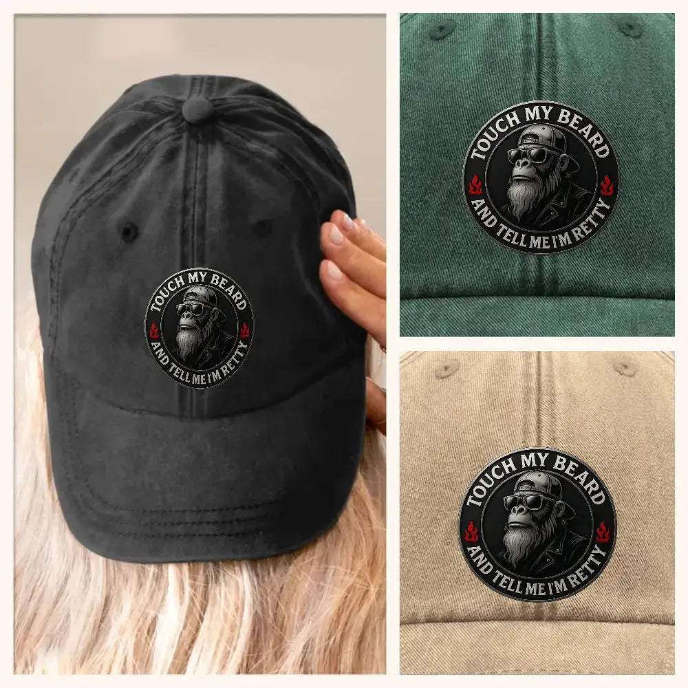 Touch My Beard and Tell Me I'm Pretty Monkey Funny Dad Hat Duconspace
