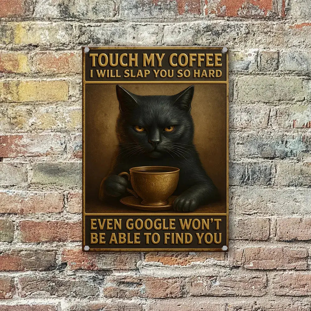 Touch My Coffee Cat Metal Sign – Funny Gift #1 Duconspace