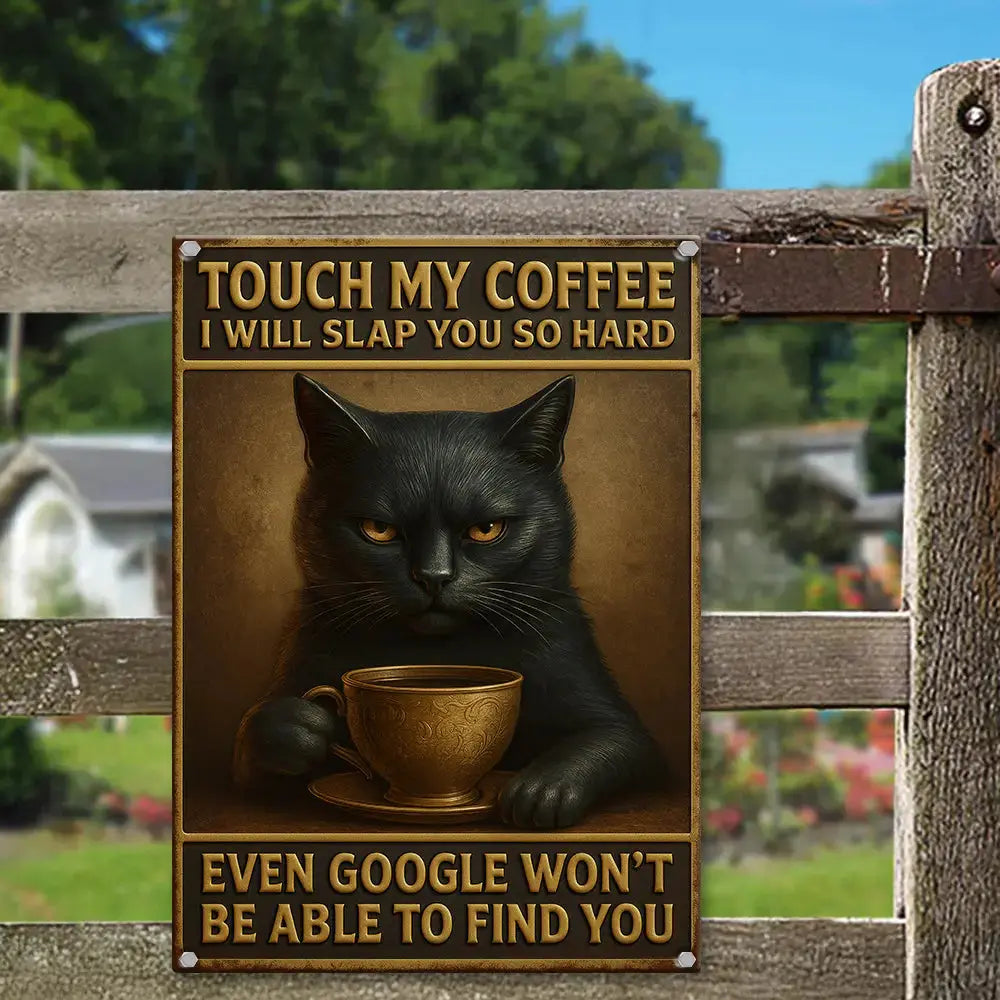 Touch My Coffee Cat Metal Sign – Funny Gift #1 Duconspace