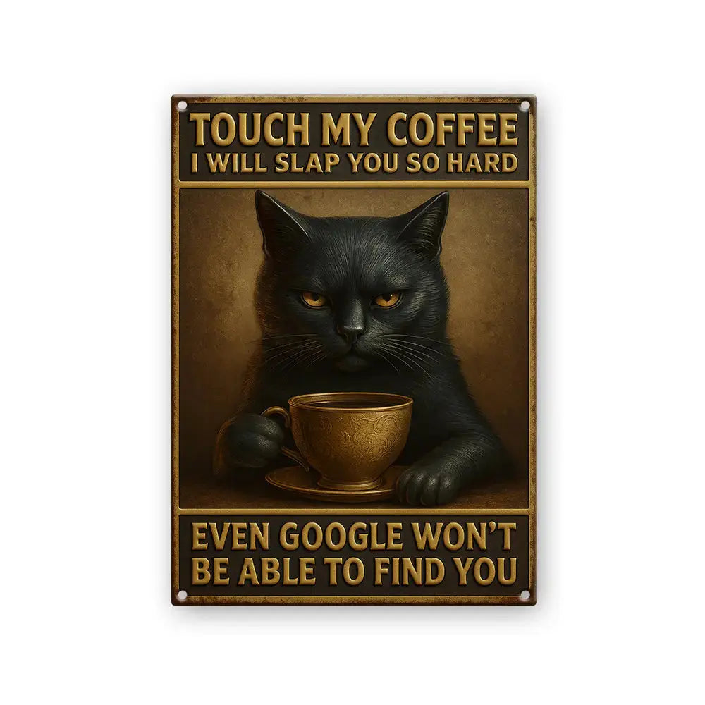 Touch My Coffee Cat Metal Sign – Funny Gift #1 Duconspace