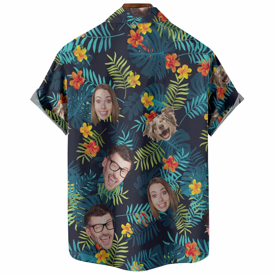 Tropical Vibes Only with Your Loved Ones - Custom Photo Hawaiian Shirt, Personalized Gift for Family and Pet Lovers
