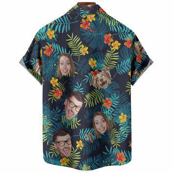 Tropical Vibes Only with Your Loved Ones - Custom Photo Hawaiian Shirt, Personalized Gift for Family and Pet Lovers