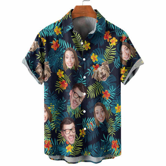 Tropical Vibes Only with Your Loved Ones - Custom Photo Hawaiian Shirt, Personalized Gift for Family and Pet Lovers