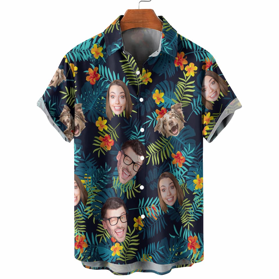 Tropical Vibes Only with Your Loved Ones - Custom Photo Hawaiian Shirt, Personalized Gift for Family and Pet Lovers
