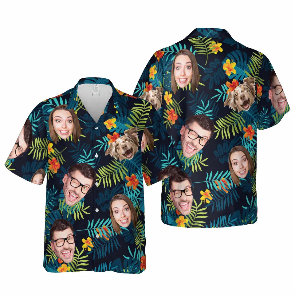 Tropical Vibes Only with Your Loved Ones - Custom Photo Hawaiian Shirt, Personalized Gift for Family and Pet Lovers
