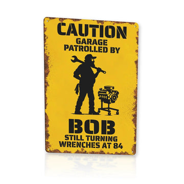 Custom Grandpa Mechanic Garage Metal Sign - white studio