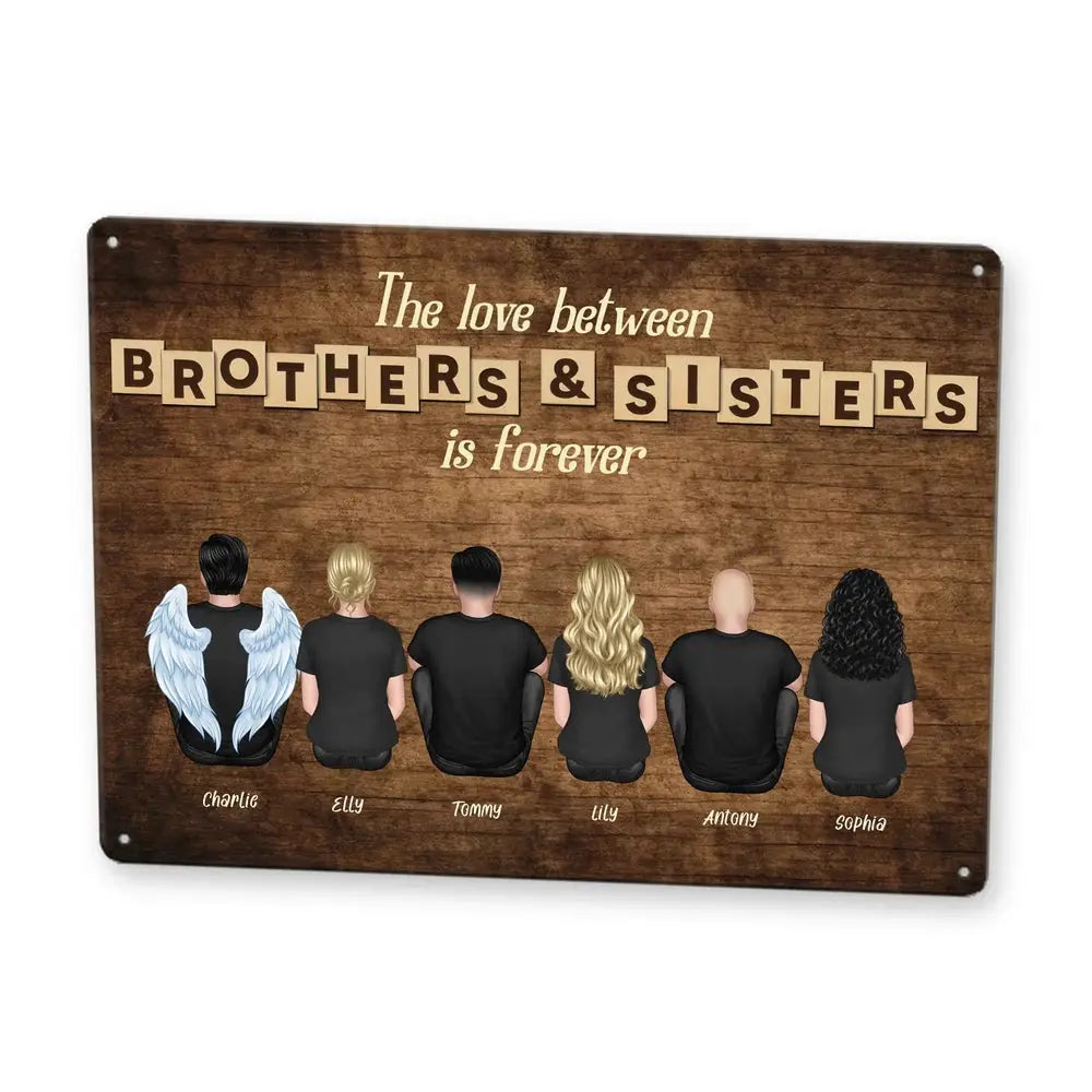 Custom Family Member Metal Sign, Brothers & Sisters - Personalized Metal Sign with 6 Siblings