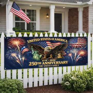USA 250th Anniversary Custom Family Fabric Banner Duconspace