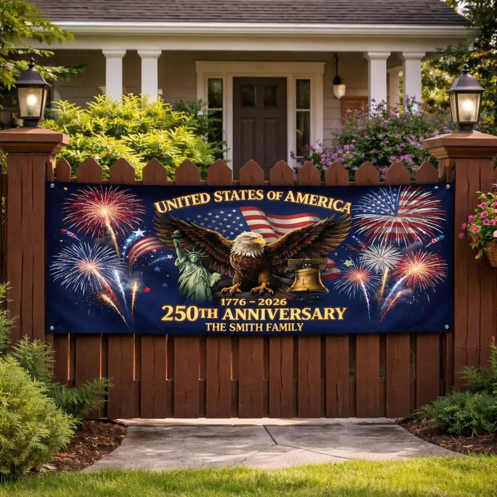 USA 250th Anniversary Custom Family Fabric Banner Duconspace