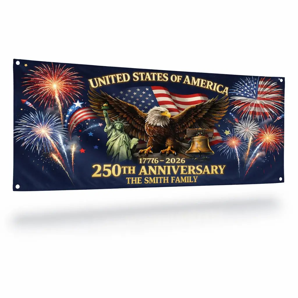 USA 250th Anniversary Custom Family Fabric Banner Duconspace