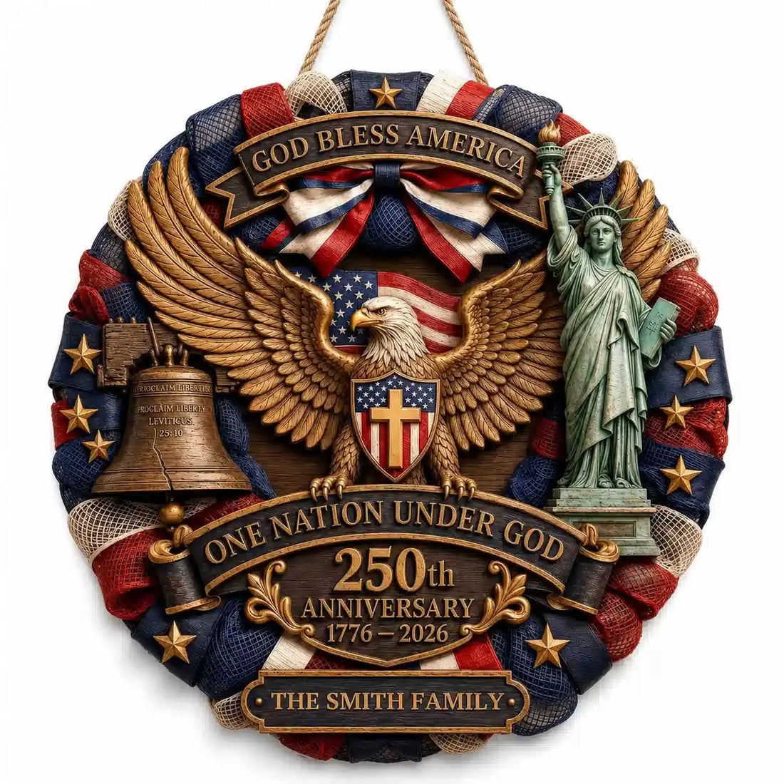 USA 250th Anniversary Personalized Custom Wood Sign Gift Duconspace