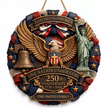 USA 250th Anniversary Personalized Custom Wood Sign Gift Duconspace