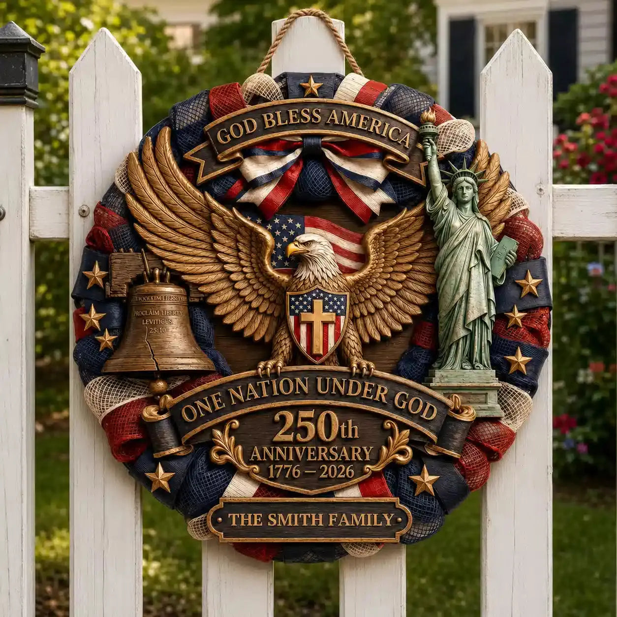 USA 250th Anniversary Personalized Custom Wood Sign Gift Duconspace