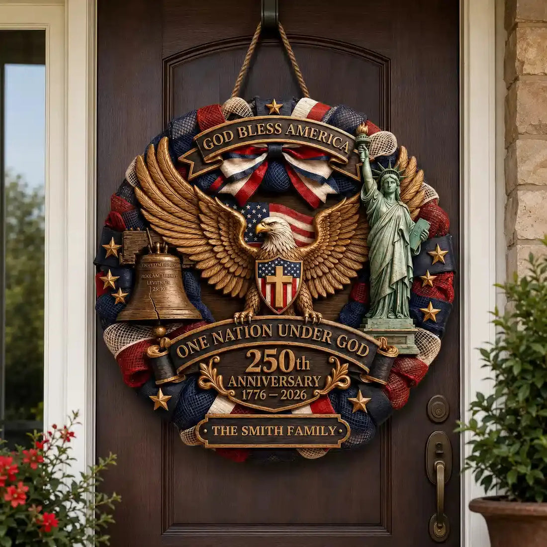 USA 250th Anniversary Personalized Custom Wood Sign Gift Duconspace