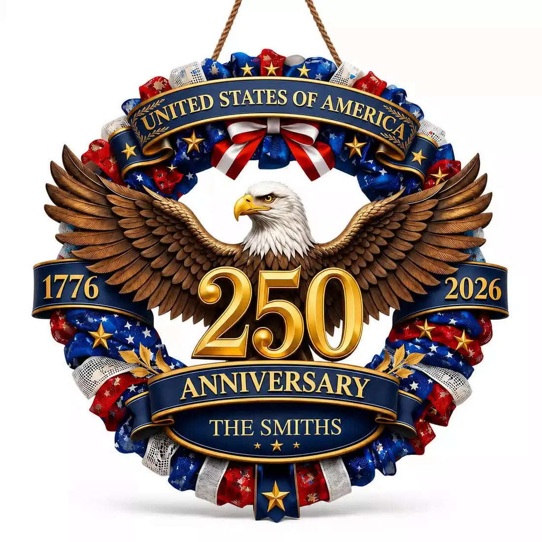 USA 250th Anniversary Personalized Wood Sign Gift Duconspace