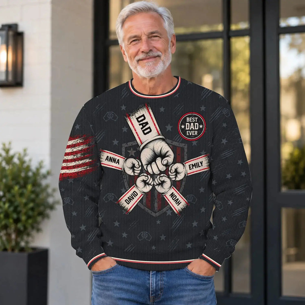 Ugly Sweater Fist Bump Grandpa Dad Personalized Gift Duconspace