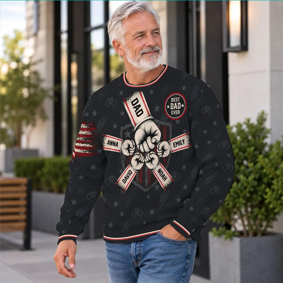 Ugly Sweater Fist Bump Grandpa Dad Personalized Gift Duconspace