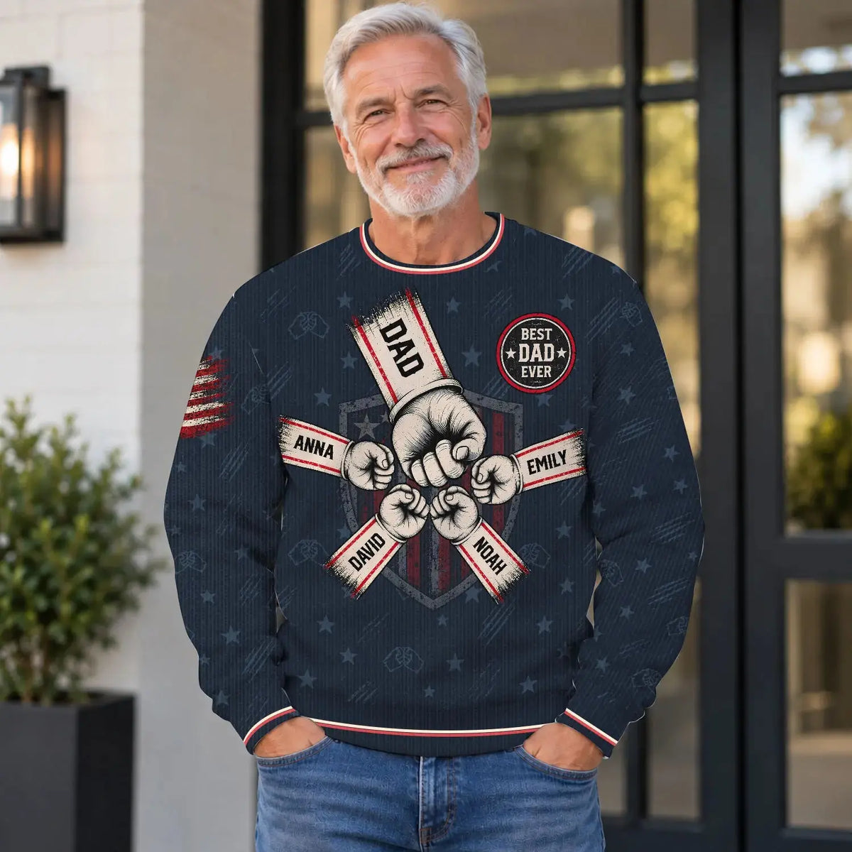 Ugly Sweater Fist Bump Grandpa Dad Personalized Gift Duconspace
