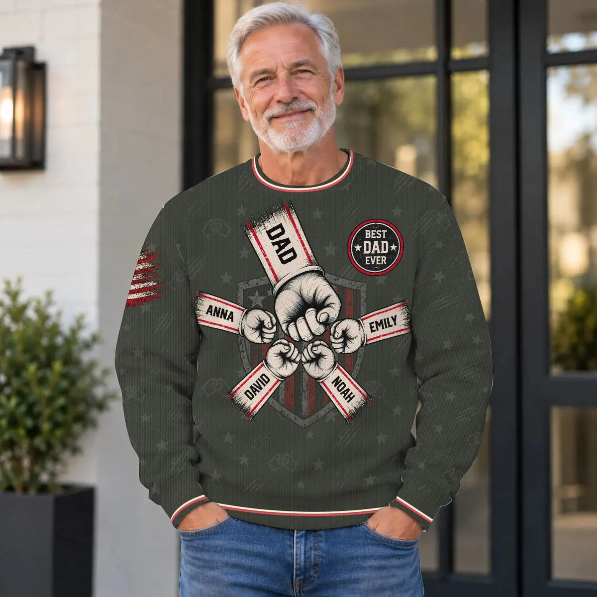 Ugly Sweater Fist Bump Grandpa Dad Personalized Gift Duconspace