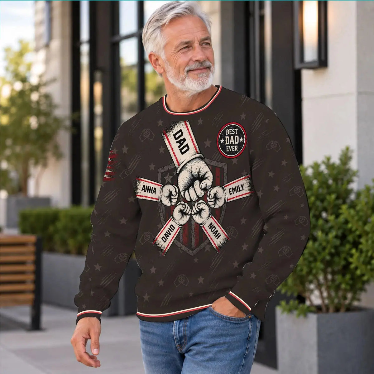 Ugly Sweater Fist Bump Grandpa Dad Personalized Gift Duconspace