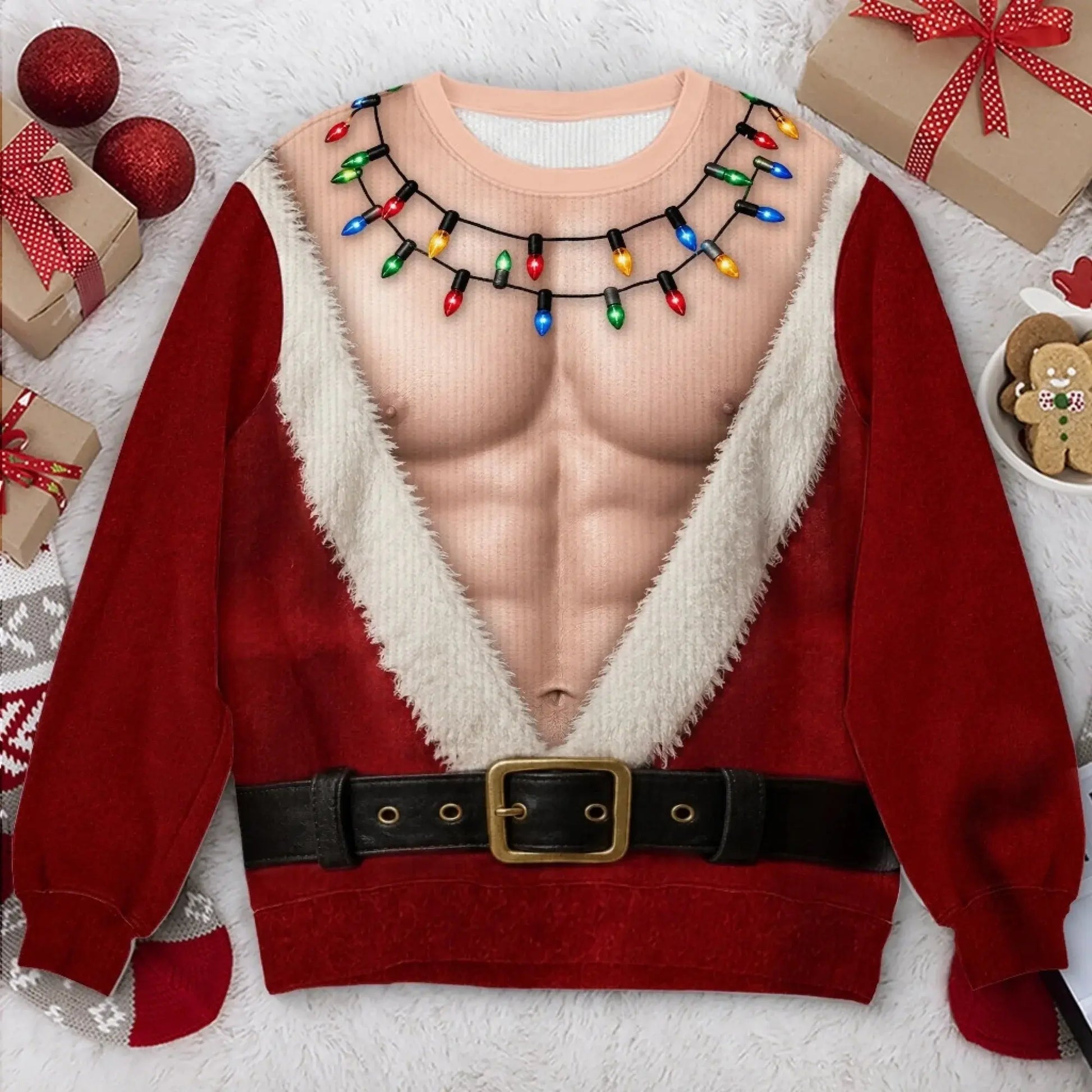 Ugly Sweater Santa Abs On Full Display Funny Gifts Duconspace