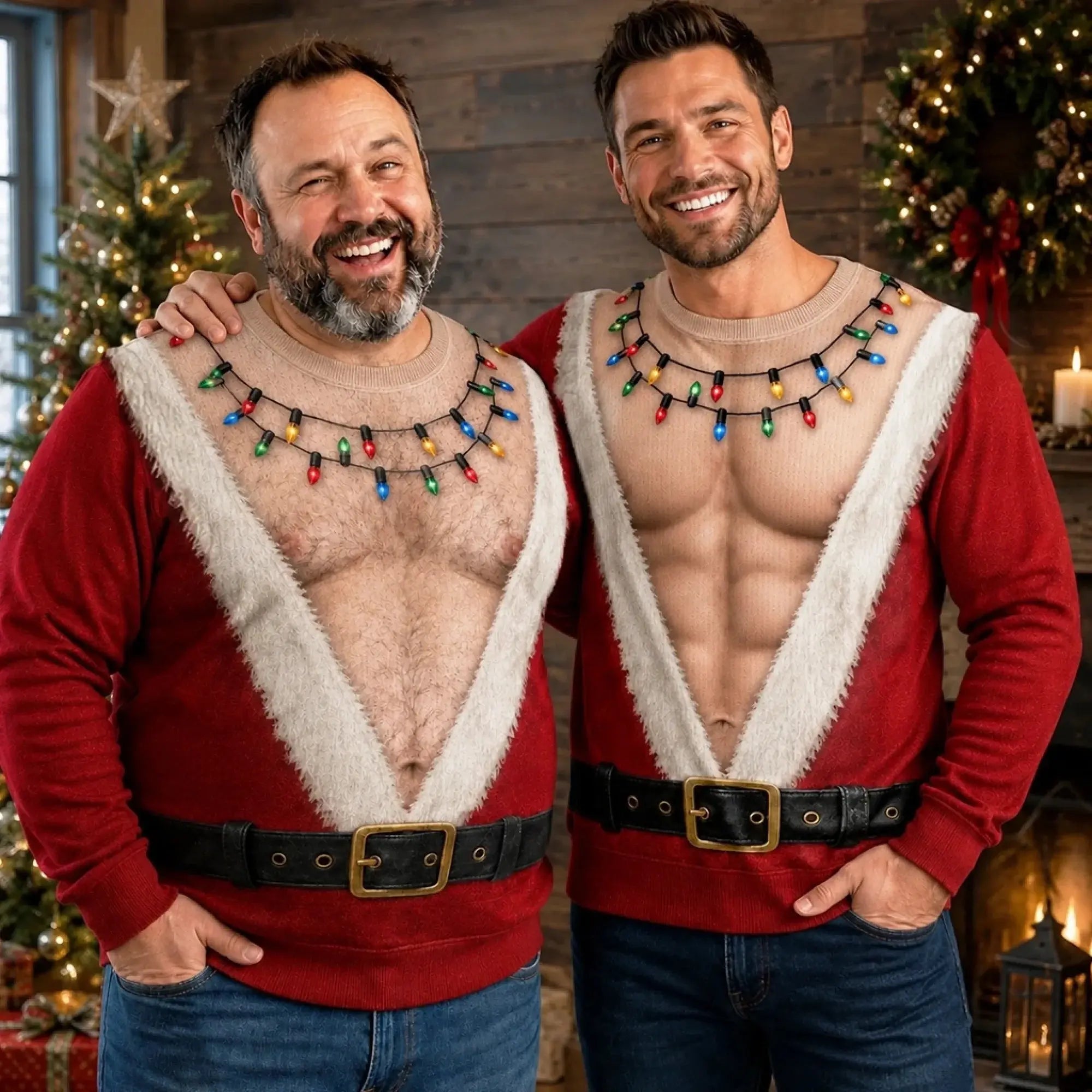 Ugly Sweater Santa Abs On Full Display Funny Gifts Duconspace