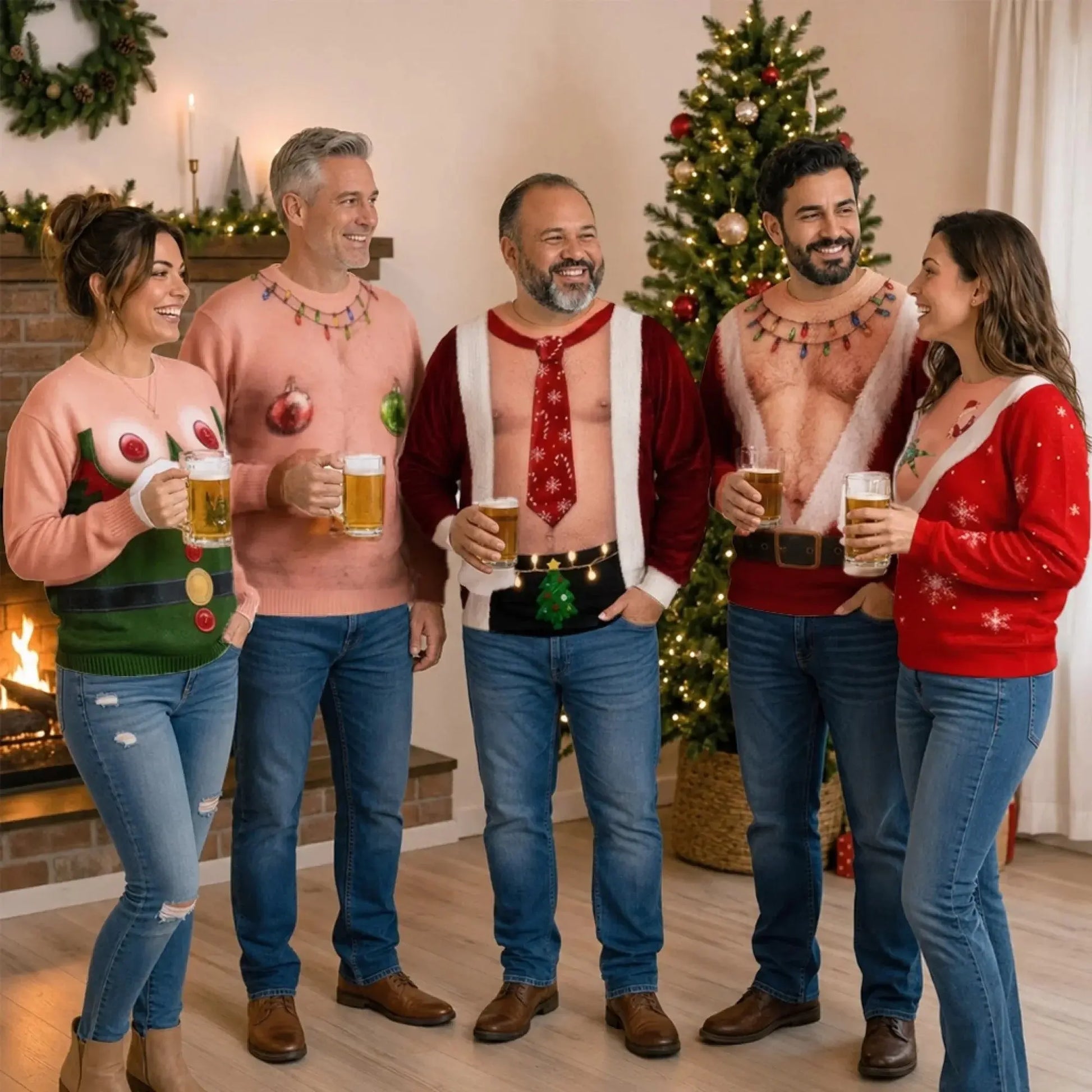 Ugly Sweater Santa Abs On Full Display Funny Gifts Duconspace
